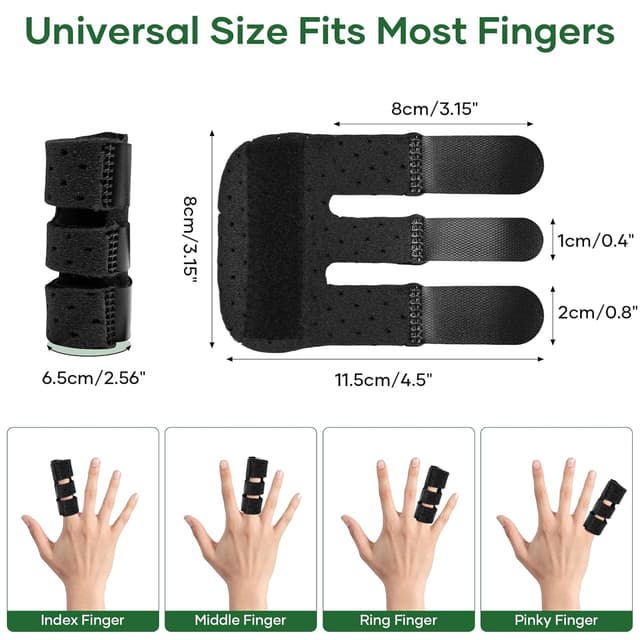 Detalle de EASICUTI Finger Splint (4-pack) for Trigger/Mallet Finger Support – Adjustable Aluminium Bar Brace, Black