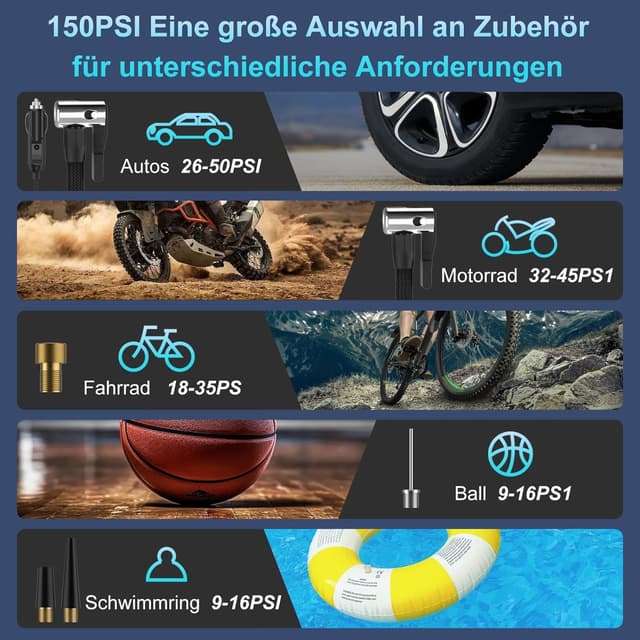 Thumbnail 4 de Antifnuo Elektrische Luftpumpe 10000mAh ⛽📦📱📯