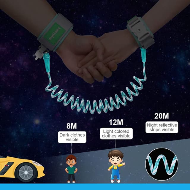 Detalle 2 de AOMIG Baby Anti-verloren Gürtel mit 360° drehbarer Handgelenk-Leine (Sicherheitsschloss) – Grün