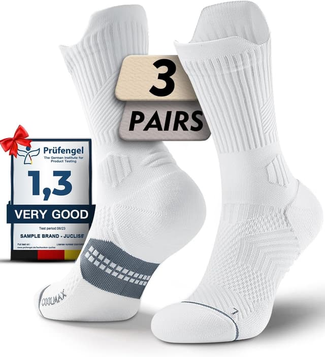 Detalle de Juclise Coolmax Bamboo Crew Compression Running Socks