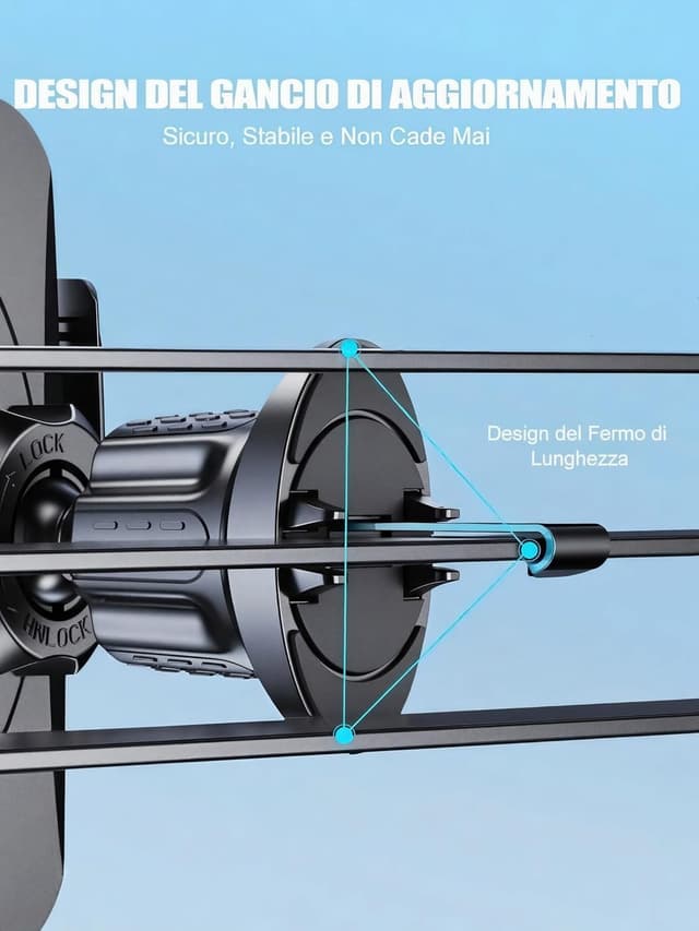 Detalle de Mohard Porta Cellulare Auto per bocchetta d’aria rotante 360° con ventosa gel e braccio estensibile (4–7")