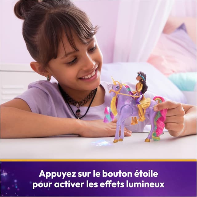 Detalle de Licorne Wildstar avec lumières et poupée Sophia (11,5 cm) – Unicorn Academy, L’École des Licornes