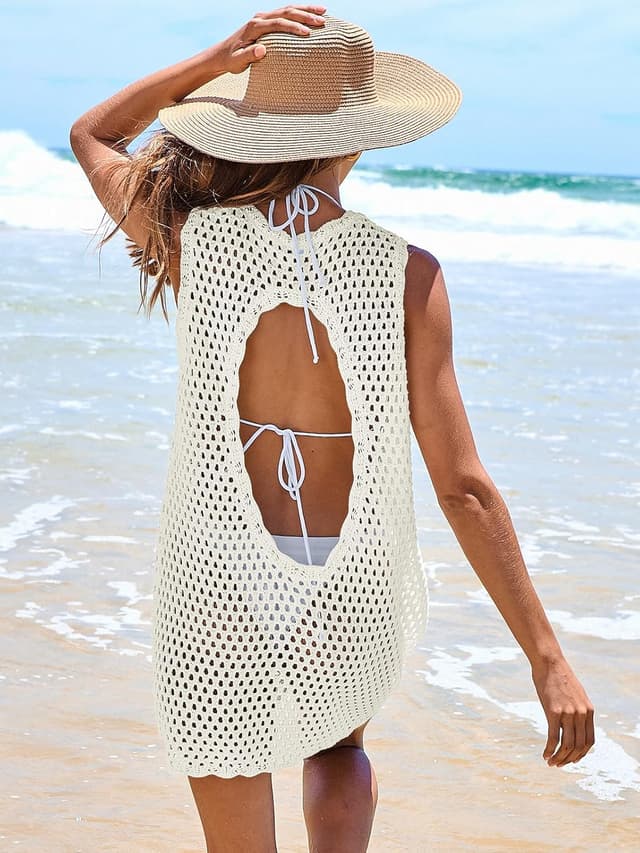 Detalle 2 de ANRABESS Womens Swimsuit Cover Up Crochet Dress