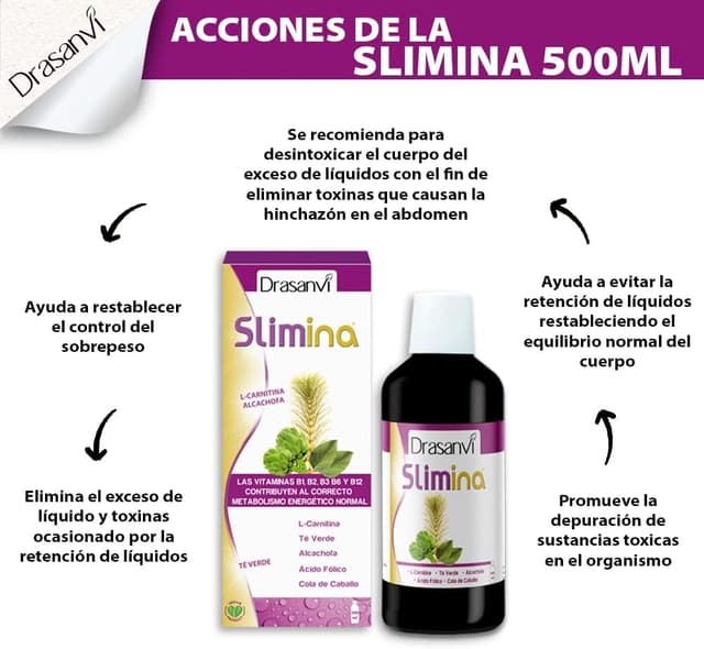Thumbnail 4 de DRASANVI Slimina 🍵 Extractos Vegetales y L-Carnitina, 500 ml