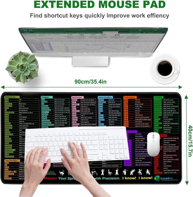 Detalle 2 de Excel Cheat Sheet Desk Mat XXL 90x40 cm