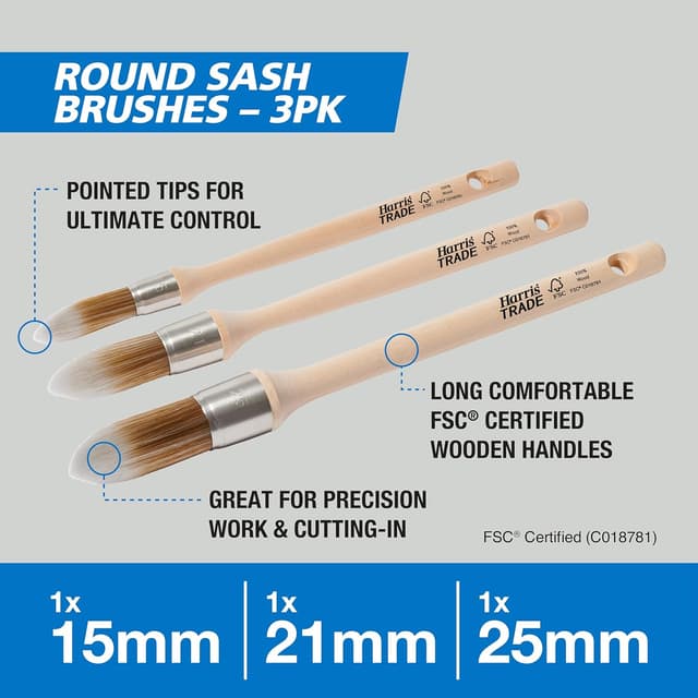 Detalle de Harris Trade Round Sash Brushes 3 Pack