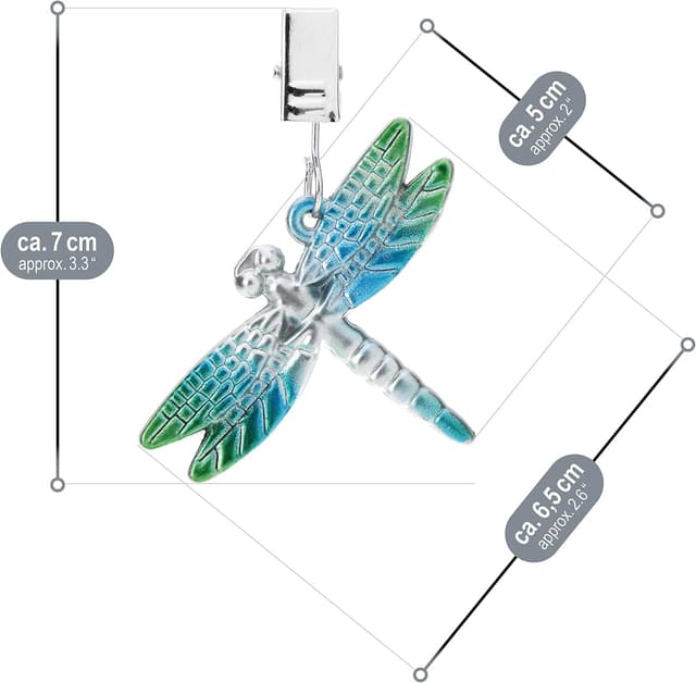 Detalle de com-four® lot de 8 poids de nappe avec pinces papillons et libellules (env. 35 g chacun) bleu/bleu
