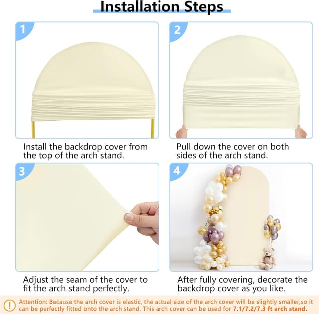 Thumbnail 6 de HEMMOTOP 7.2 ft Beige Arch Backdrop Cover (No Arch Stand) — Ivory Stretch Spandex Cover for Balloon & Event Arches
