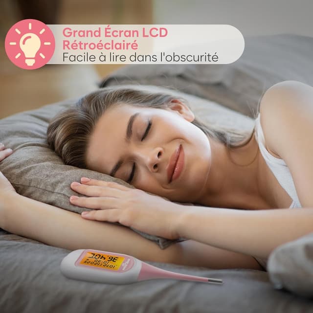 Detalle 2 de Easy@Home Thermomètre basal Bluetooth avec suivi d’ovulation et appli Premom (iOS/Android) – Rose