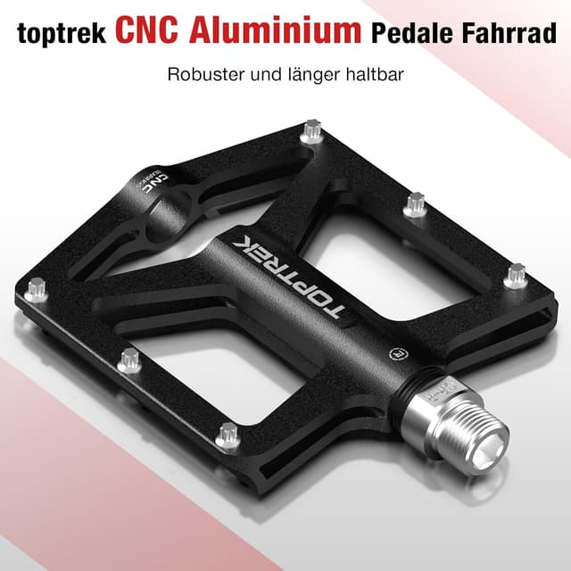 Detalle de toptrek CNC-Aluminium Fahrradpedale (MTB/9/16 Zoll) mit 3 abgedichteten Lagern und rutschfesten Pins