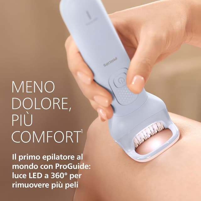 Detalle de Philips Epilatore Serie 8000 BRE709/00 Wet & Dry senza fili con ProGuide e 5 accessori