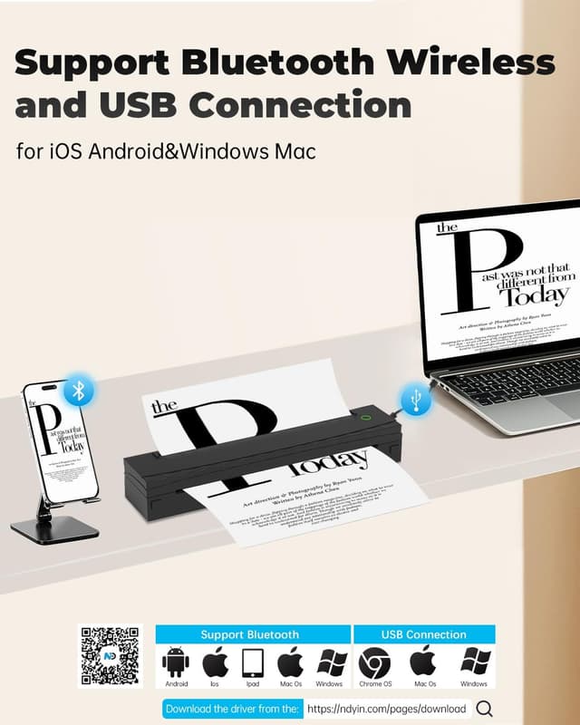 Detalle 2 de NDYIN D80 Portable Thermal Printer 8.5"