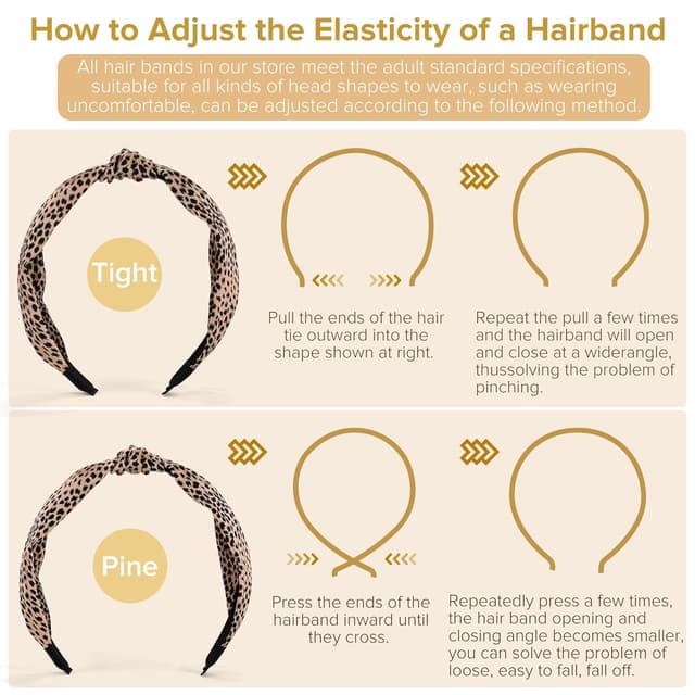 Detalle de DiyJibb Stirnbänder für Damen und Mädchen (6er-Set) – breit, geknotet im Turban-Stil