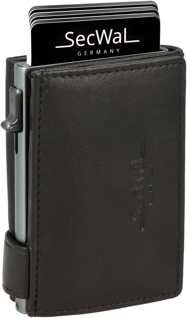 Thumbnail 6 de SecWal Kartenetui mit XXL Münzfach, Druckknopf und RFID-Schutz (inkl. Geschenkbox & E-Book) – roter Container Rot-Schwarz