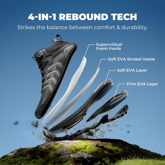 Detalle de NORTIV 8 Men’s Waterproof PRO Hiking Boots (Armadillo FieldLite) — Lightweight, grippy outdoor trekking shoes