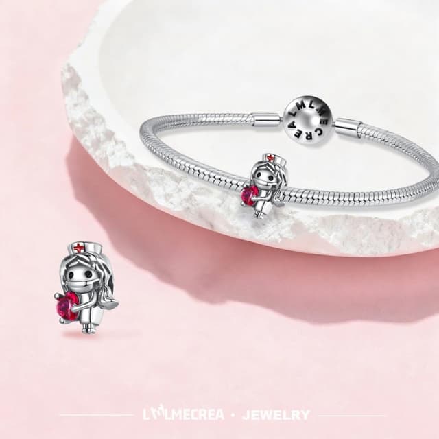 Detalle 2 de LMLMECREA Charm-Anhänger aus 925 Sterling Silber für europäische Armbänder (Handpoliert) – personalisierbarer Schmuck für Damen