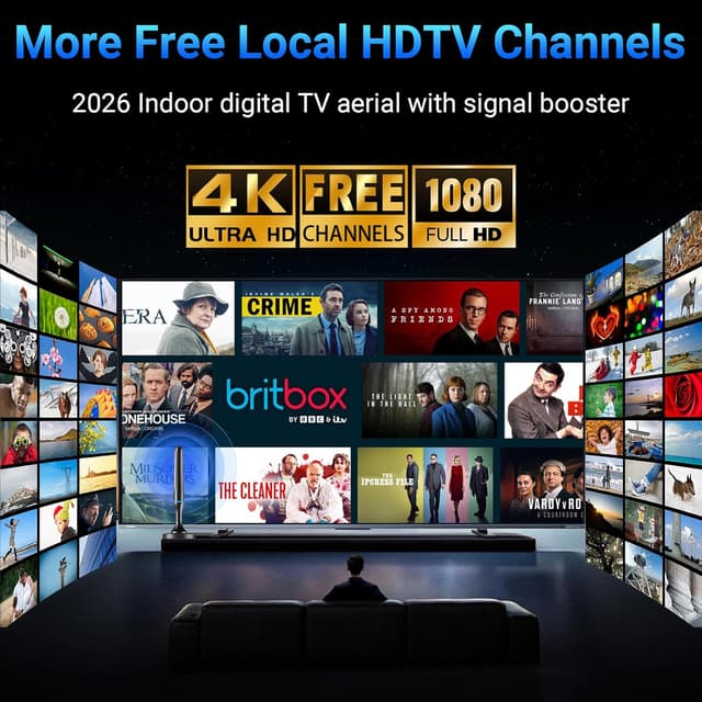 Detalle de Indoor TV Aerial with Magnetic Base – Freeview HD Reception, 360° Range for VHF/UHF & DAB