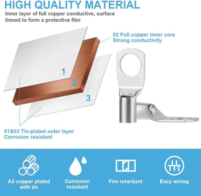 Detalle de Flintronic capicorda terminali da crimpare SC 35-6 (rame stagnato), kit da 10 pezzi