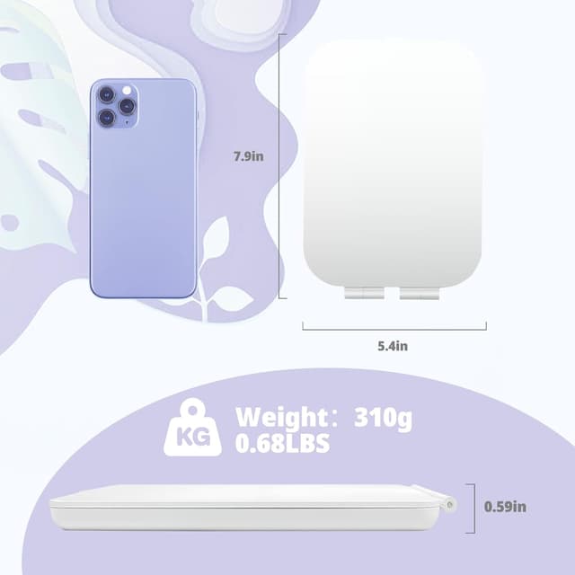 Detalle de TREASO Travel Makeup Mirror with 3 Adjustable Light Settings (USB-Rechargeable, Portable)