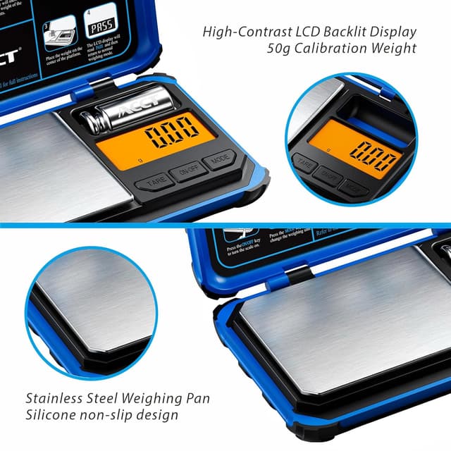 Detalle de ACCT Präzisions-Taschenwaage (200 g x 0,01 g) für Schmuck & Pulver mit LCD-Display und Umrechnung per Klick