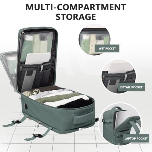 Detalle de KIRFEIHT mochila de cabina 40x20x25 cm (20 L) con puerto USB y diseño para cabina de avión