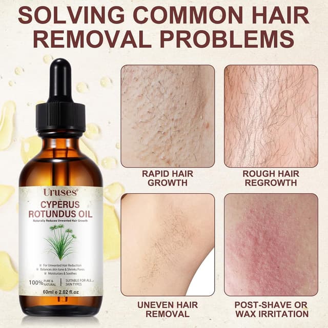 Detalle de Olio di Cyperus Rotundus 60 ml: trattamento post-depilazione per ridurre i peli e affinare i pori