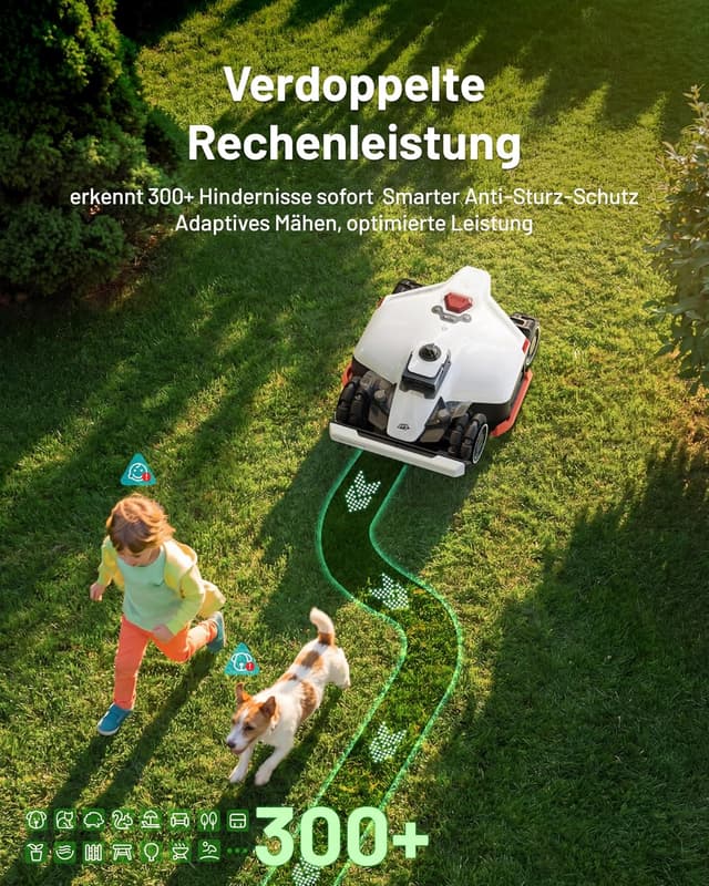 Detalle de MAMMOTION LUBA 3 AWD 1500 Mähroboter mit 360° LiDAR, KI und Mähwerk-Waschstand (AWD bis 80% Steigung)