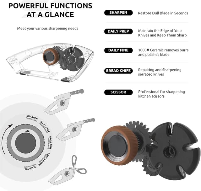 Detalle de erised's bifrost Profi Manuelle Messerschärfer mit 5 Stufen und Winkelverstellung (Wolframstahl, für Grob & Fein)