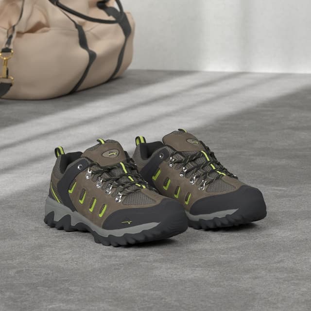 Detalle de NORTIV 8 Men’s Waterproof Leather Low-Top Hiking Shoes with Protective Toe