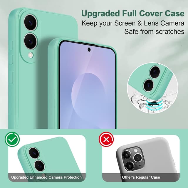 Detalle de Btstring Soft Silicone Case for Samsung Galaxy S25 Edge (Mint Green) with camera protection