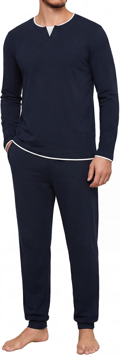 Imagen de Jahetuul pijama hombre Invierno algodón manga larga en OfertitasTOP