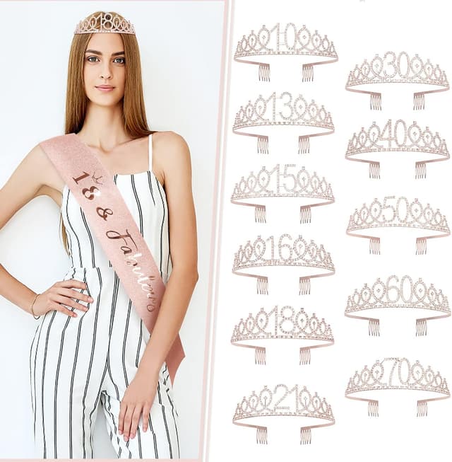 Detalle 2 de Mikccer Rose Gold 15th Birthday Sash