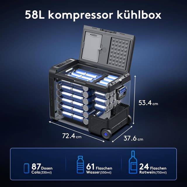Detalle de AAOBOSI Kompressor Kühlbox 58 l für Auto