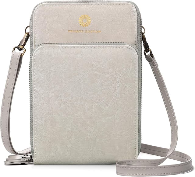 Detalle de SENDEFN women’s crossbody phone bag in genuine leather – small multi-compartment purse with adjustable strap