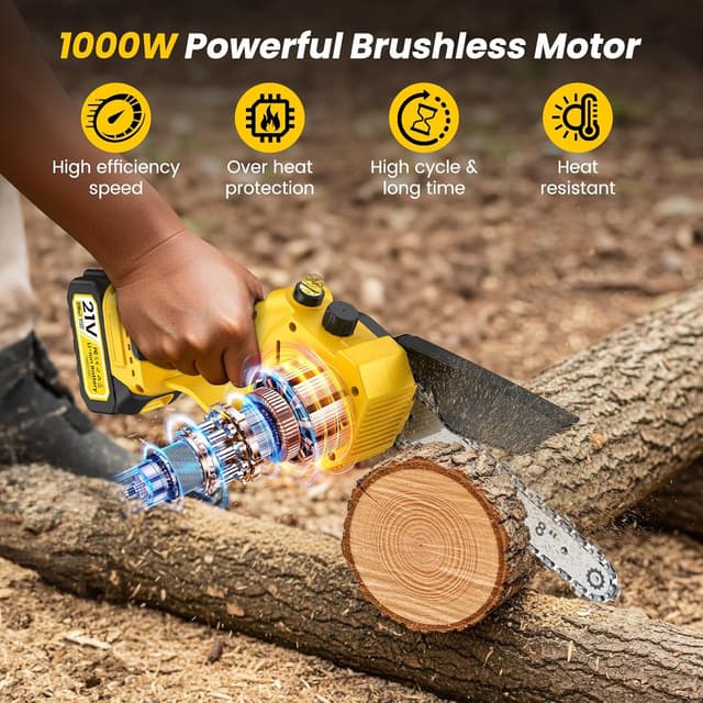 Thumbnail 3 de Mini Motosierra Batería 8000mAh, 1000W Sin Escobillas 🪚