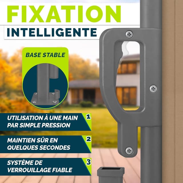 Detalle de tillvex® Store latéral extensible 200 x 300 cm opaque avec housse de protection (support mural)