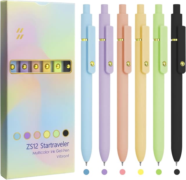 Detalle de UIXJODO 6-pack coloured gel pens with fine 0.5mm tips for smooth writing and diary, planner notes