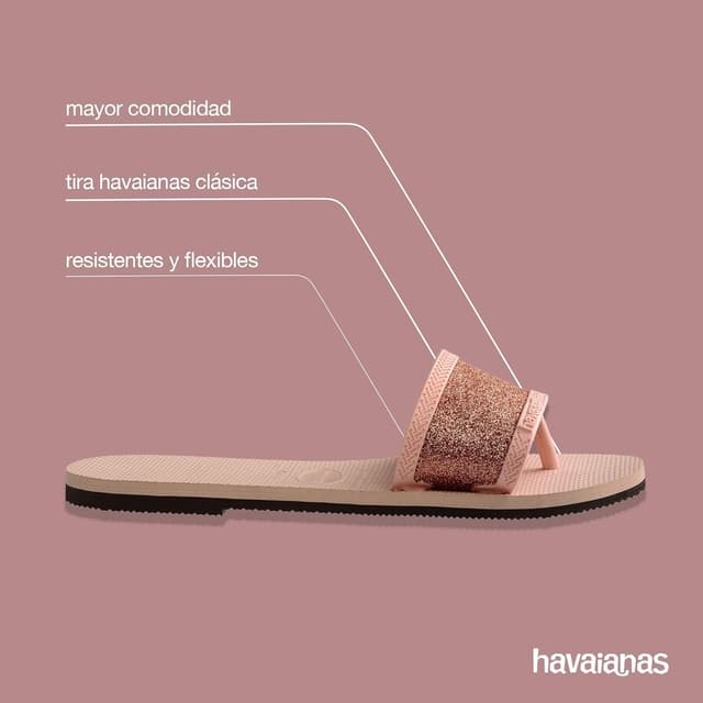 Detalle de Havaianas You Angra Glitter – sandales type mule pailletées à larges lanières