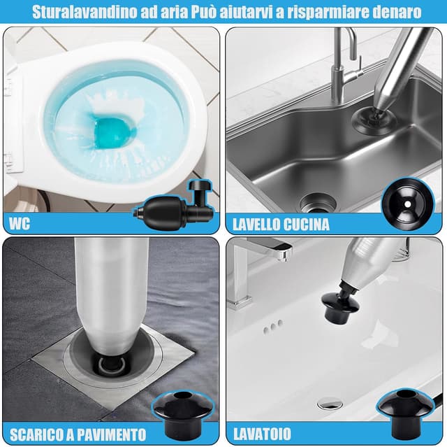 Detalle de NiC IS COCNG Pompa stura wc e lavandini a pressione con stantuffo ad aria compressa fino a 120 psi