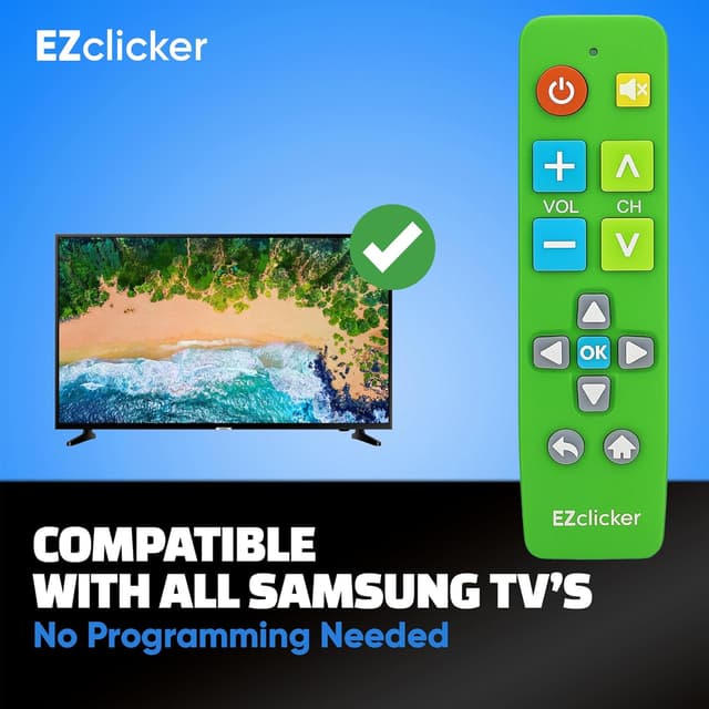 Detalle de Samsung Replacement TV Remote (Green) with Big Buttons for Samsung TVs Only