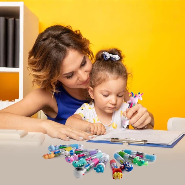 Detalle 2 de Defresit 40 Pack 4-in-1 Multicolour Ballpoint Pens (Cute Cartoon Animal Set) for Kids