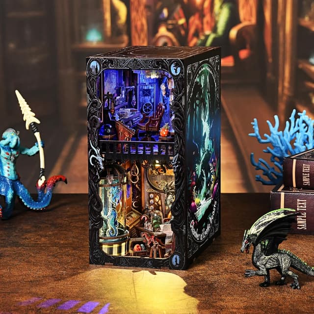 Detalle de ETKVR Book Nook Kit DIY Miniature House Dollhouse 3D Puzzle with LED Lights and Dust Cover