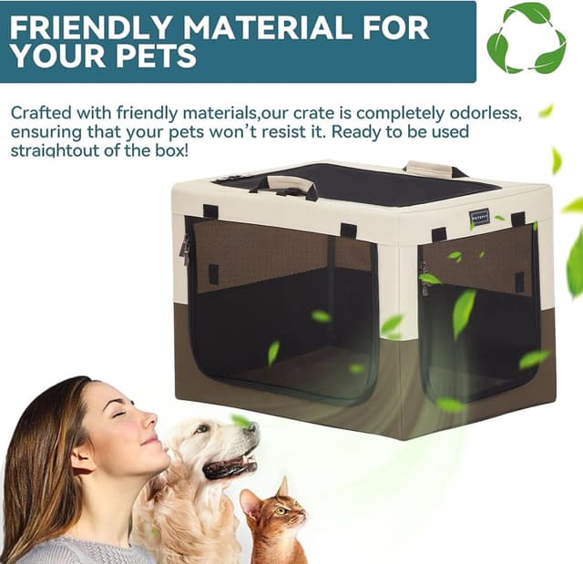 Detalle de Petsfit faltbare Hundebox für Zuhause & Auto – Hundetransportbox mit Metallrahmen und reißfestem Netzfenster