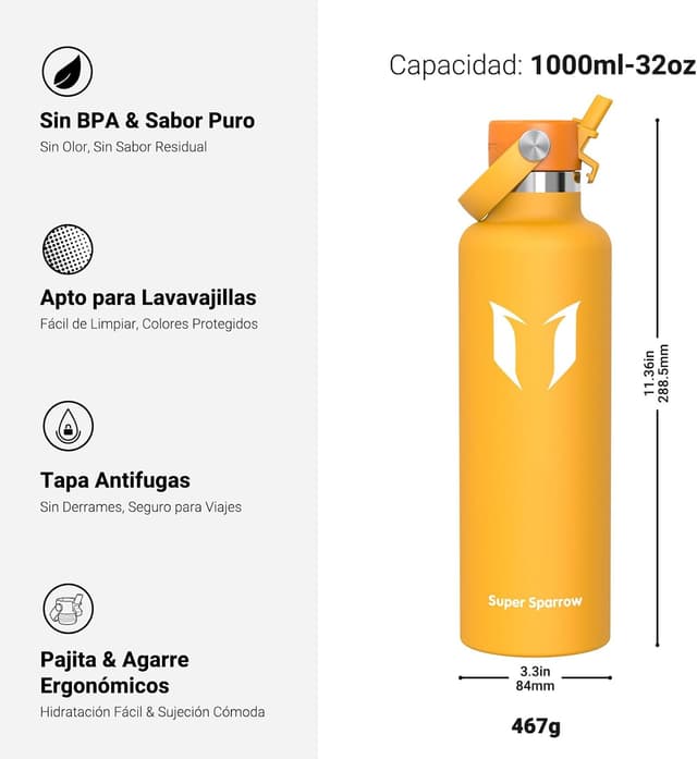 Detalle de Super Sparrow botella acero inoxidable 1,2L