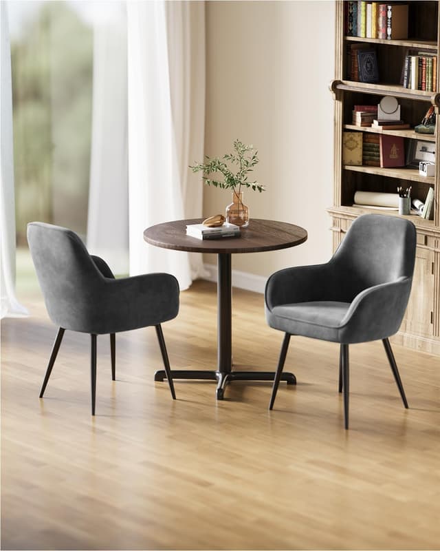 Detalle de ELUCHANG Esszimmerstuhl im 4er-Set mit Armlehne, Samtbezug und Metallgestell