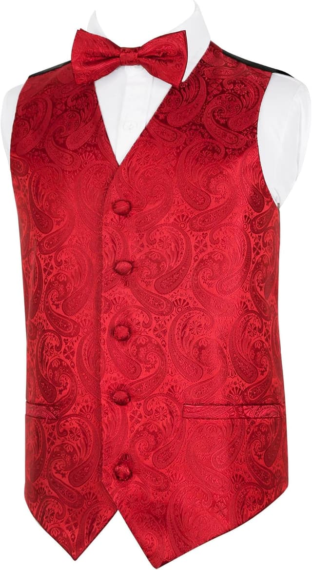 Detalle de Alizeal Boys Classic Paisley Bow Tie and Suit Vest Set