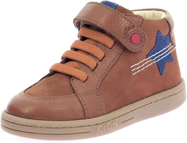 Detalle 2 de Kickers Tackstari : bottillons garçon en cuir, laçage et patte auto-agrippante