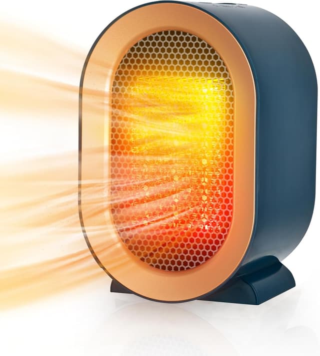 Detalle de Stufetta elettrica Basso Consumo per bagno e ambienti piccoli, 800/1200W con protezioni anti-ribaltamento