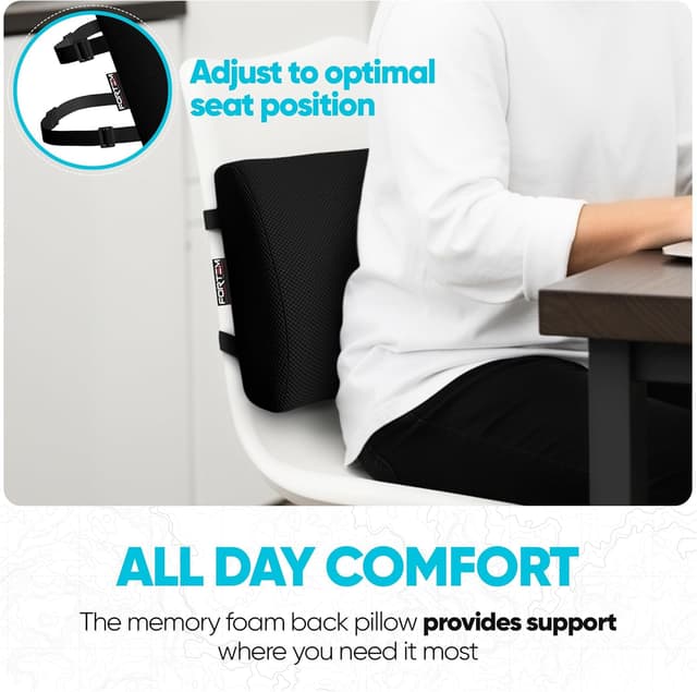 Detalle de FORTEM Lumbar Support Cushion with Memory Foam & Adjustable Straps