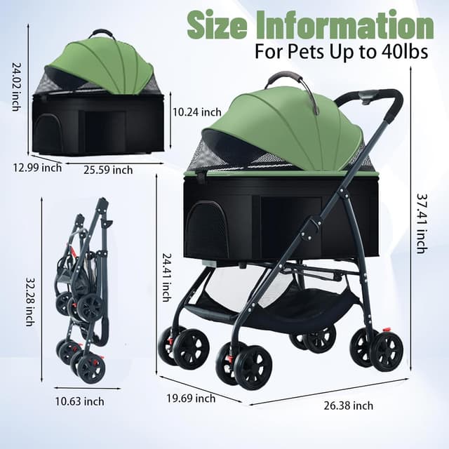 Detalle 2 de ZHUOKECE 3-in-1 Dog Stroller 55lbs 🚶♀